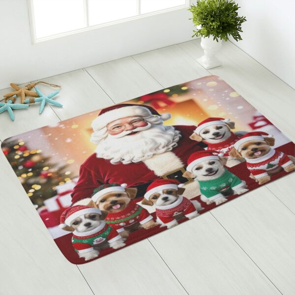 Christmas Doormat - Cute Dog & Santa Claus Design