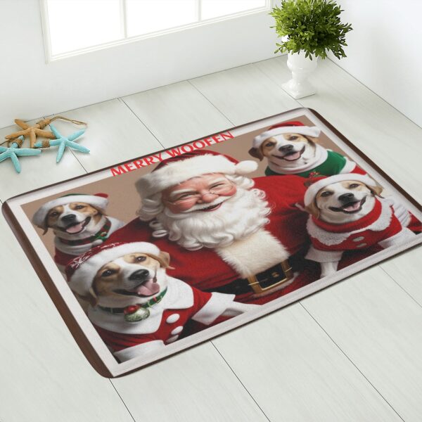 Cute Dog & Santa Claus Design Plush Doormat