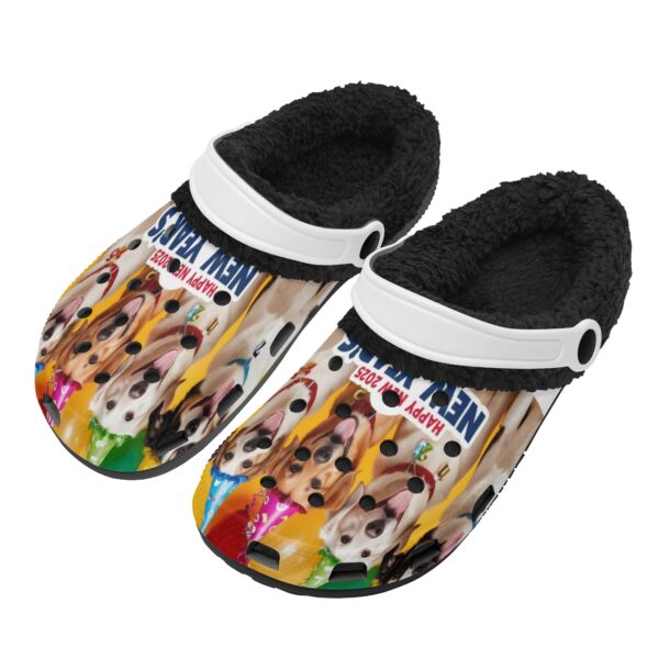 Adults Black Warm House Clog Winter Fur Lined Garden Slippers