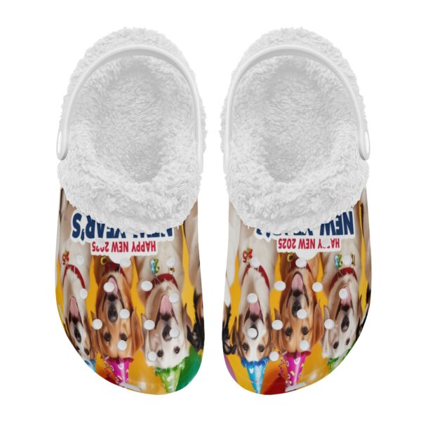 Adults White Warm House Clog Winter Fur Lined Garden Slippers - Image 2