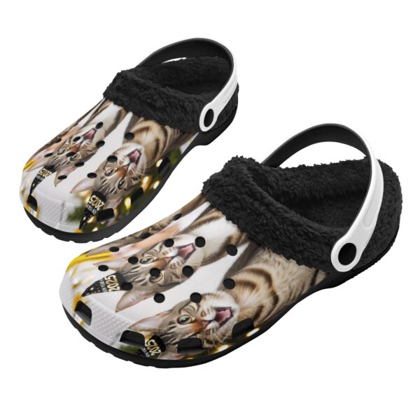 Adults Black Warm House Clog Winter Fur Lined Garden Slippers - Image 2