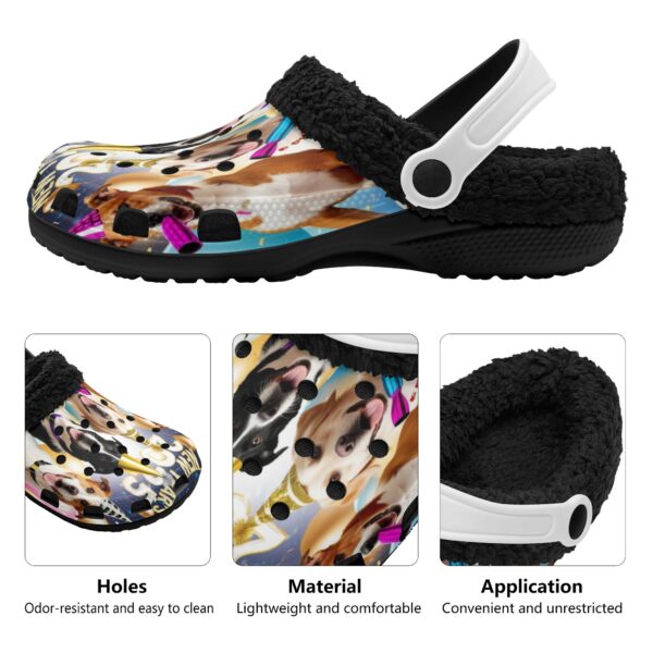 Adults Black Warm House Clog Winter Fur Lined Garden Slippers - Image 4