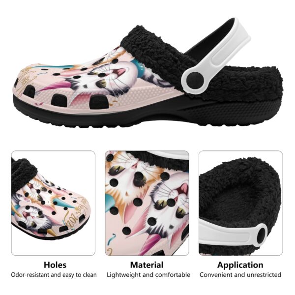 Adults Black Warm House Clog Winter Fur Lined Garden Slippers - Image 3