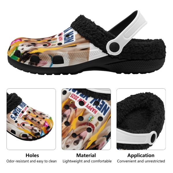 Adults Black Warm House Clog Winter Fur Lined Garden Slippers - Image 3