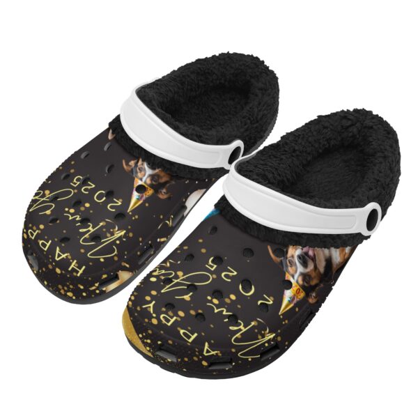 Adults Black Warm House Clog Winter Fur Lined Garden Slippers