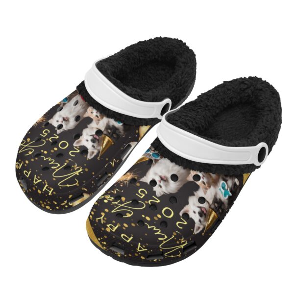 Adults Black Warm House Clog Winter Fur Lined Garden Slippers