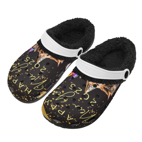 Adults Black Warm House Clog Winter Fur Lined Garden Slippers