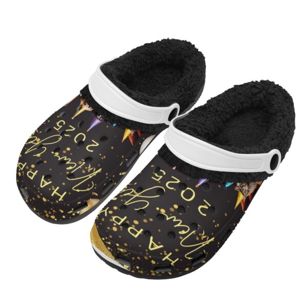 Adults Black Warm House Clog Winter Fur Lined Garden Slippers