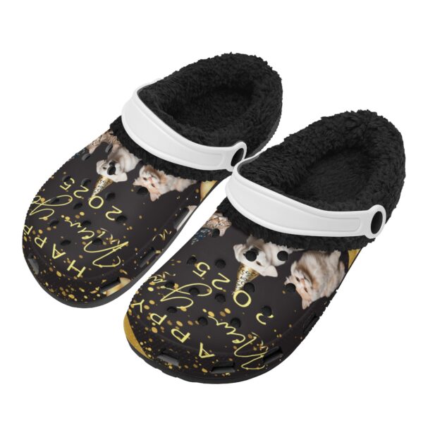 Adults Black Warm House Clog Winter Fur Lined Garden Slippers