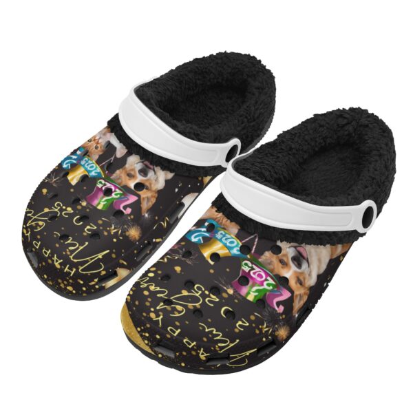 Adults Black Warm House Clog Winter Fur Lined Garden Slippers