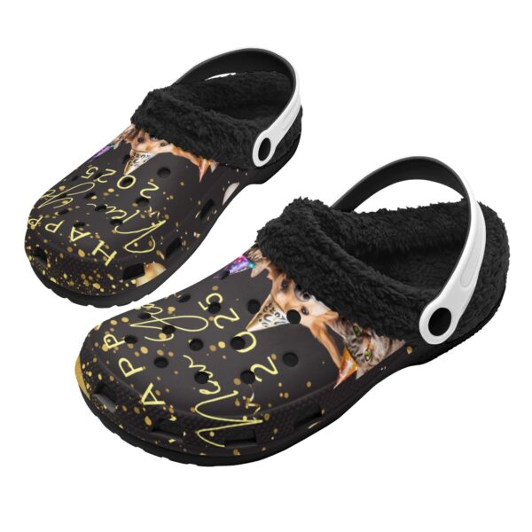 Adults Black Warm House Clog Winter Fur Lined Garden Slippers - Image 2