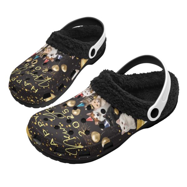 Adults Black Warm House Clog Winter Fur Lined Garden Slippers - Image 2