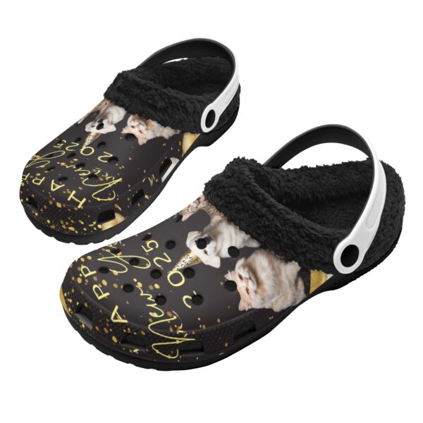 Adults Black Warm House Clog Winter Fur Lined Garden Slippers - Image 2