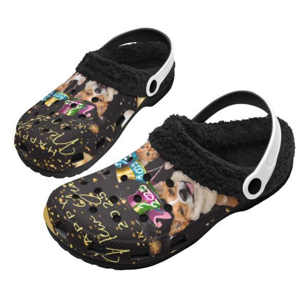 Adults Black Warm House Clog Winter Fur Lined Garden Slippers - Image 2