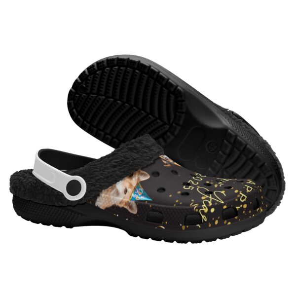 Adults Black Warm House Clog Winter Fur Lined Garden Slippers - Image 3