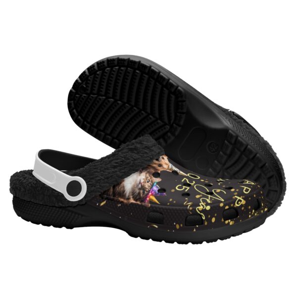 Adults Black Warm House Clog Winter Fur Lined Garden Slippers - Image 3