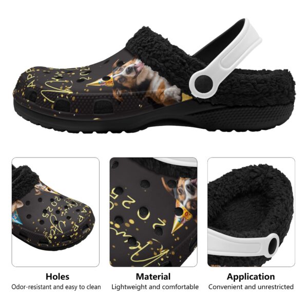 Adults Black Warm House Clog Winter Fur Lined Garden Slippers - Image 4