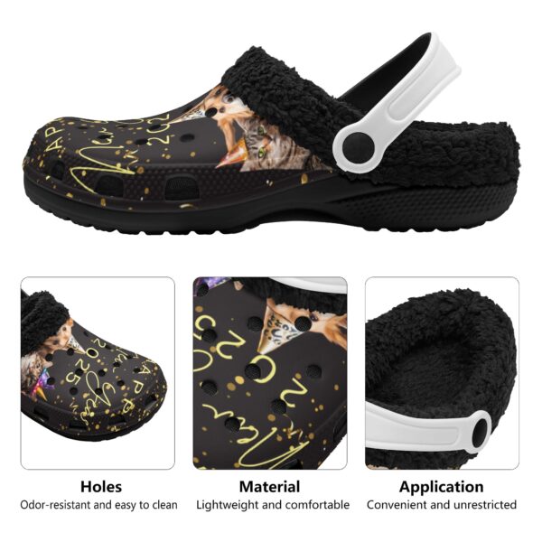 Adults Black Warm House Clog Winter Fur Lined Garden Slippers - Image 4