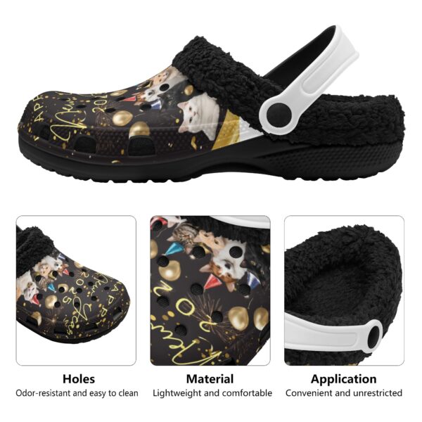 Adults Black Warm House Clog Winter Fur Lined Garden Slippers - Image 3