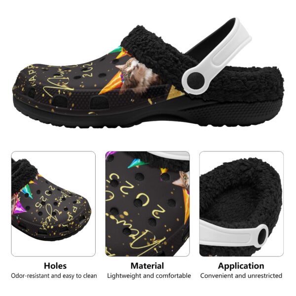 Adults Black Warm House Clog Winter Fur Lined Garden Slippers - Image 4