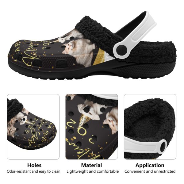 Adults Black Warm House Clog Winter Fur Lined Garden Slippers - Image 3