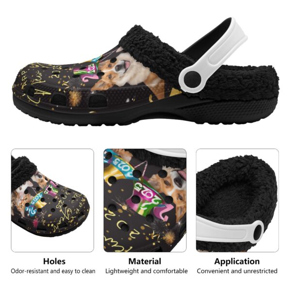 Adults Black Warm House Clog Winter Fur Lined Garden Slippers - Image 3