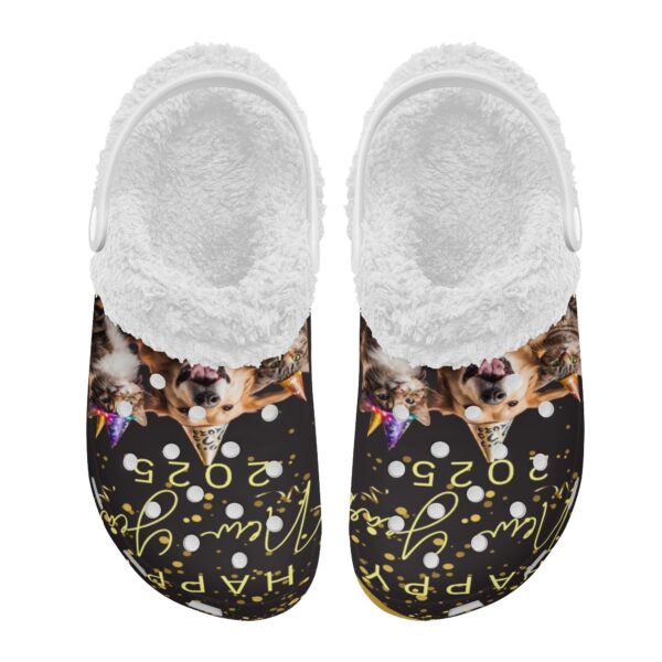 Adults White Warm House Clog Winter Fur Lined Garden Slippers - Image 2