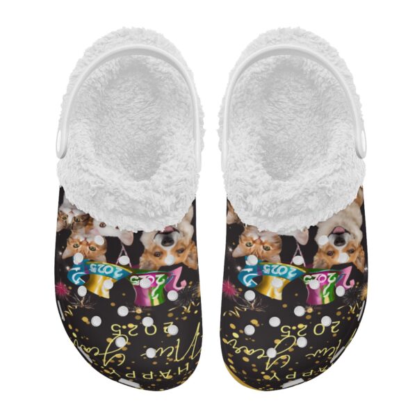 Adults White Warm House Clog Winter Fur Lined Garden Slippers - Image 2