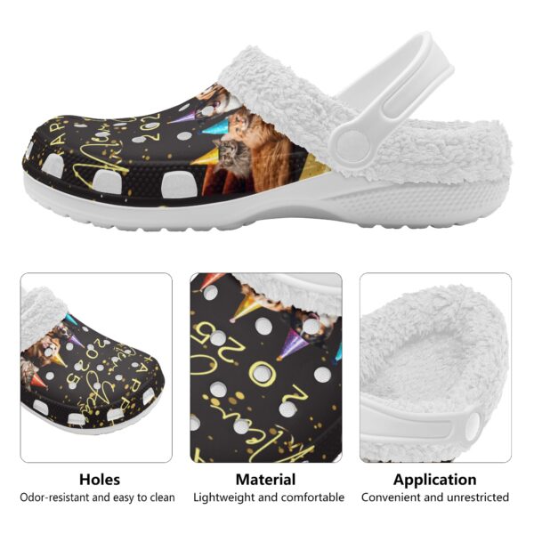 Adults White Warm House Clog Winter Fur Lined Garden Slippers - Image 4