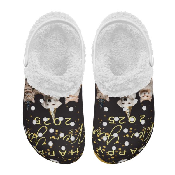 Adults White Warm House Clog Winter Fur Lined Garden Slippers - Image 2