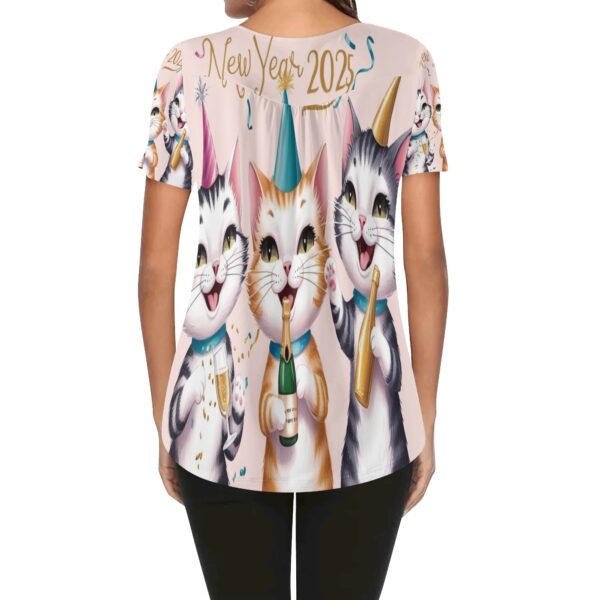 Women's Scoop Neck Short sleeve Loose Blouse - Image 2