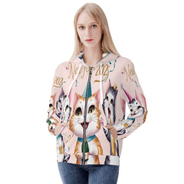 Women's All Over Print Classic Zip Up Hoodie Warm Jacket