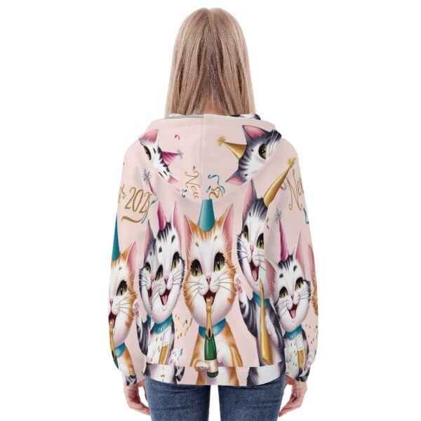 Women's All Over Print Classic Zip Up Hoodie Warm Jacket - Image 2