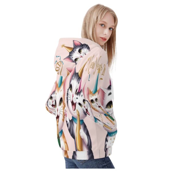 Women's All Over Print Classic Zip Up Hoodie Warm Jacket - Image 4