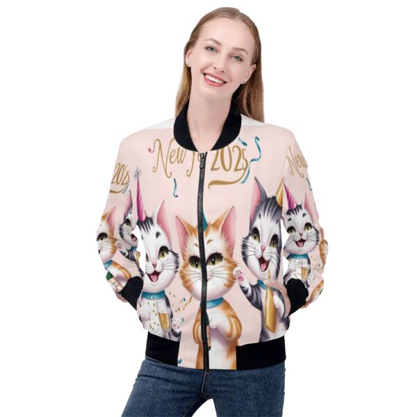 Women's Zip Up Print Bomber Jacket - Image 3