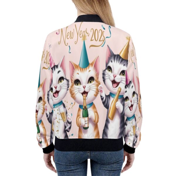 Women's Zip Up Print Bomber Jacket - Image 4