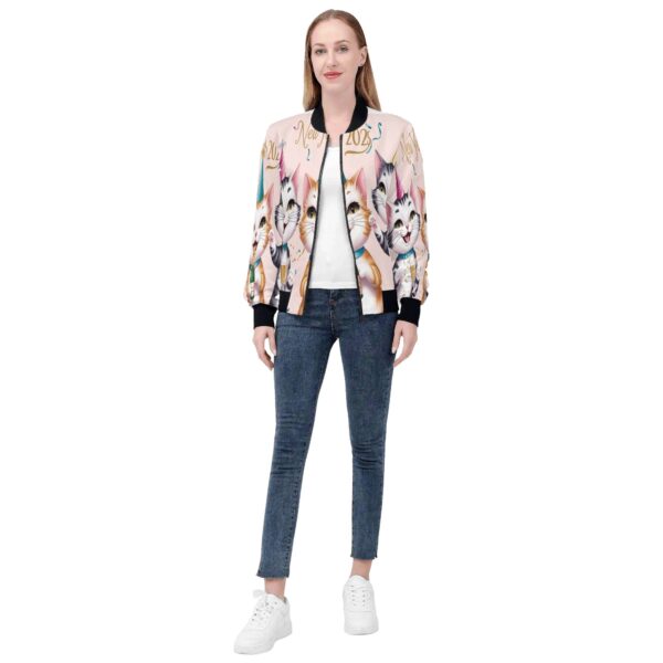 Women's Zip Up Print Bomber Jacket - Image 5