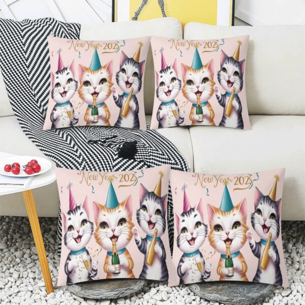 Personalized Set of 4 Pillow Cases Cushion Covers 5 Square Sizes