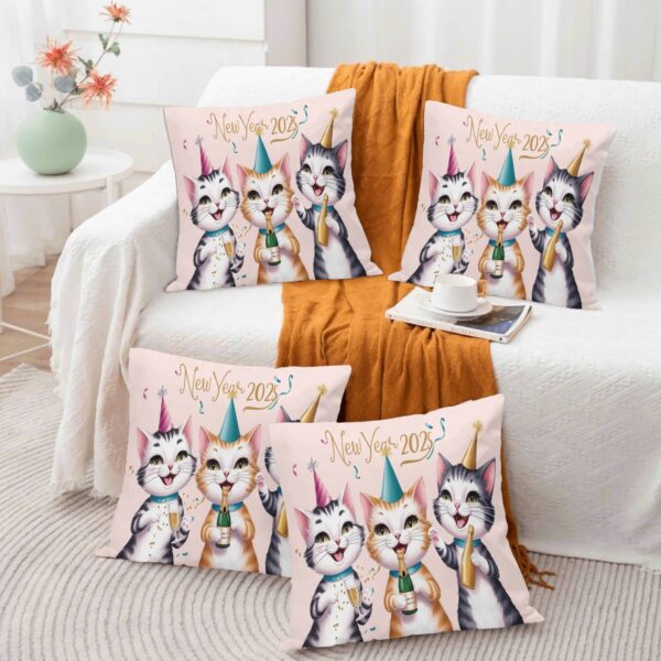 Personalized Peach Velvet 4 Pcs Square Pillow Case Covers - Image 2