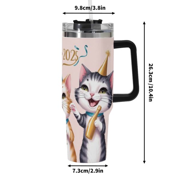 Personalized 40oz Stainless Steel Tumbler Gift With Black Handle and Straw - Image 6