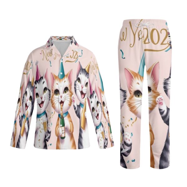 Printing Notch Collar Long-Sleeve Pajama Set