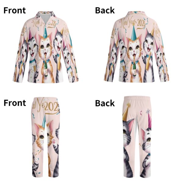 Printing Notch Collar Long-Sleeve Pajama Set - Image 3