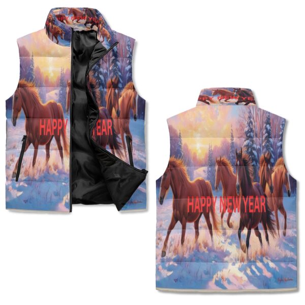 Unisex Lightweight All Over Printing Stand Collar Zip Up Puffer Vest - Image 2