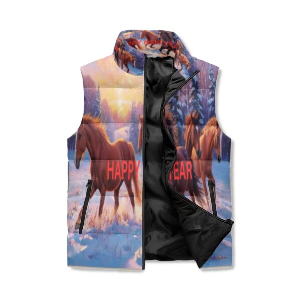 Unisex Lightweight All Over Printing Stand Collar Zip Up Puffer Vest - Image 3