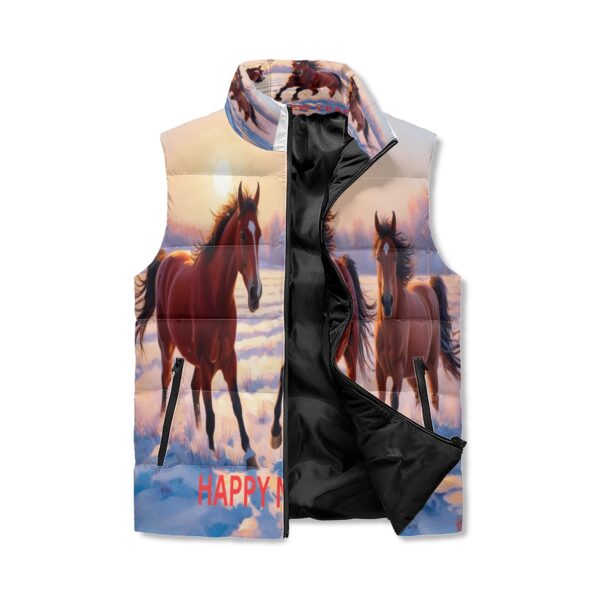 Unisex Lightweight All Over Printing Stand Collar Zip Up Puffer Vest - Image 3