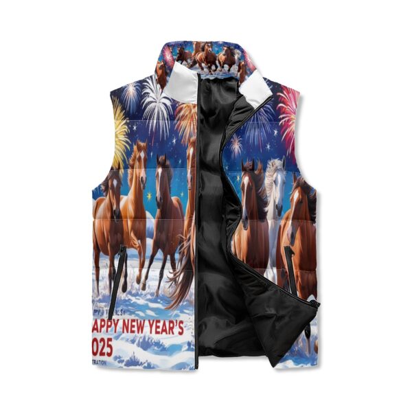 Unisex Lightweight All Over Printing Stand Collar Zip Up Puffer Vest - Image 3