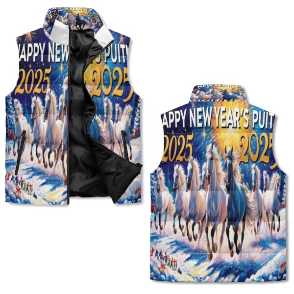 Unisex Lightweight All Over Printing Stand Collar Zip Up Puffer Vest - Image 2