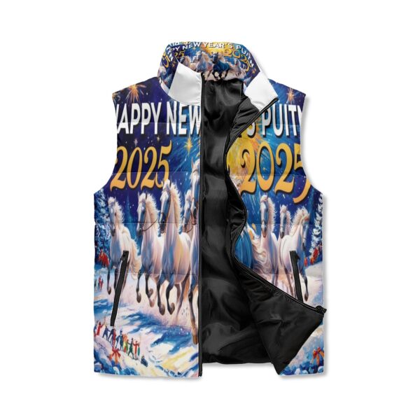 Unisex Lightweight All Over Printing Stand Collar Zip Up Puffer Vest - Image 3