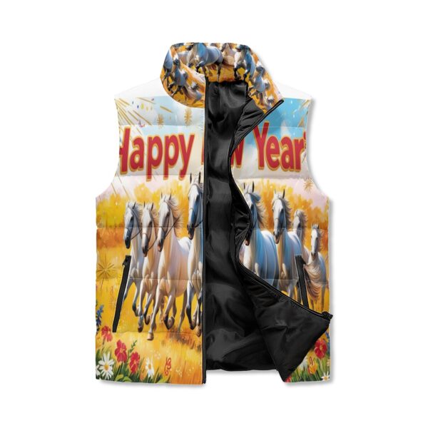 Unisex Lightweight All Over Printing Stand Collar Zip Up Puffer Vest - Image 3