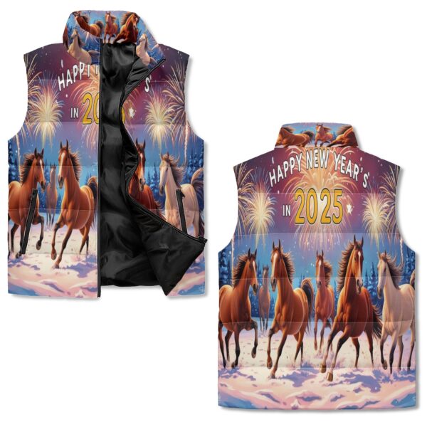 Unisex Lightweight All Over Printing Stand Collar Zip Up Puffer Vest - Image 2